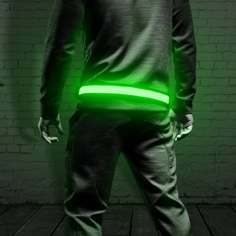 BSEEN LED Running Belt - Rechargeable Reflective Gear Glowing Light Up Waistband Safety Lights for Runners, Joggers, Walkers, Pet Owners, Cyclists (Green) (Green) - Image 3